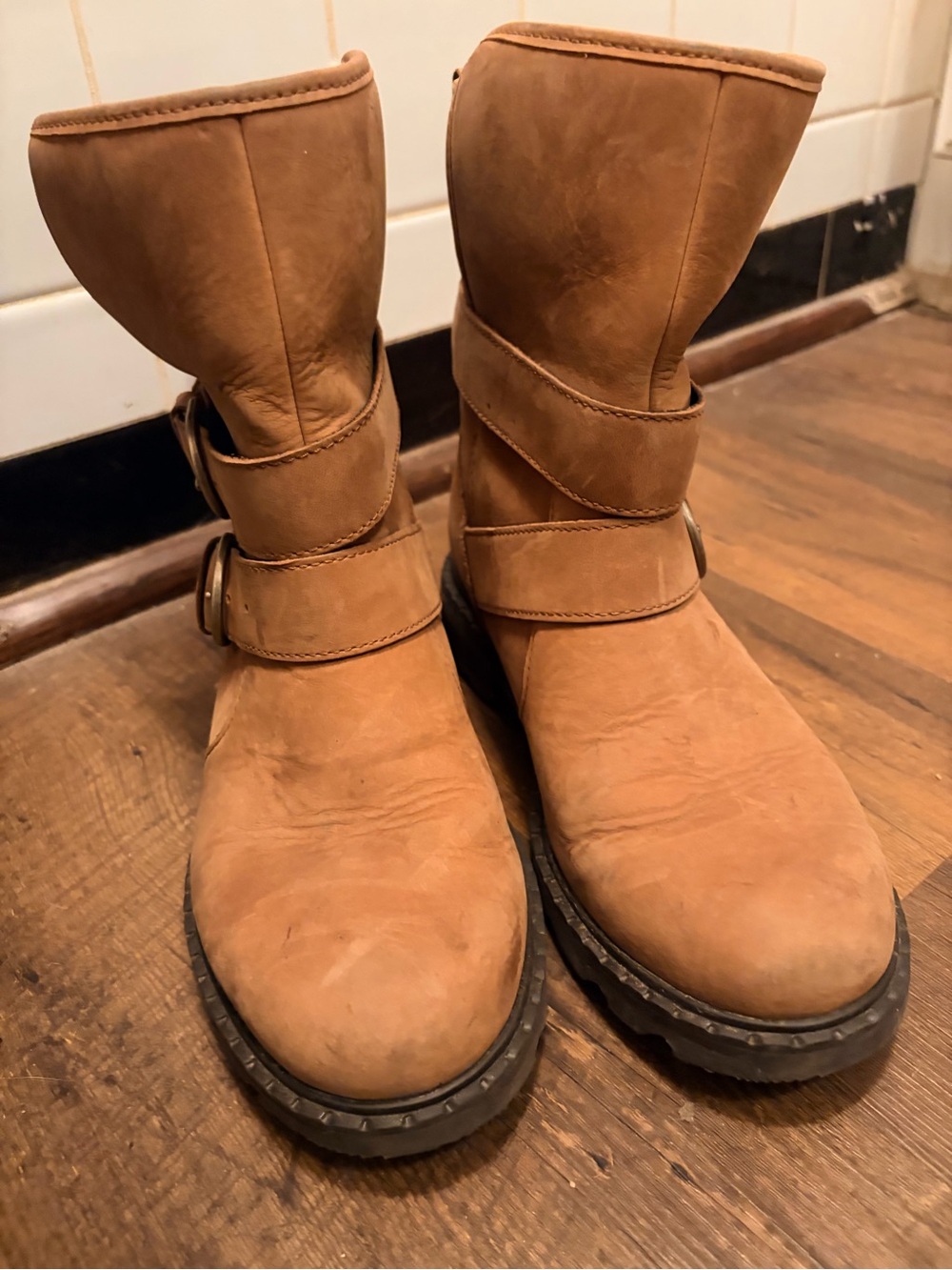 Sorel Brown slip on Leather Mid-Calf Buckle Boots